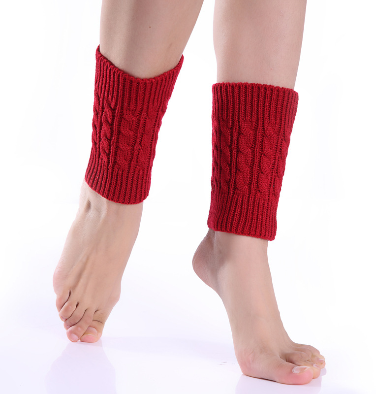 Womens Knitted Short Leg Warmers Winter Cable Knit Boot Cuffs Foot Warmer